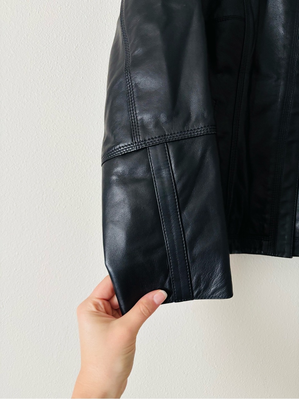 NWOT Quince Black 100% Sheep Leather Stand-Collar Biker Moto Fall Winter Jacket - Picture 9 of 14